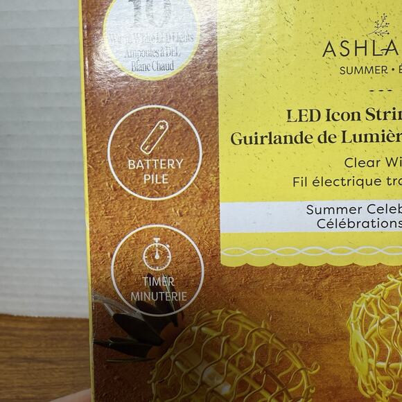 TROPICAL PINEAPPLE STRING LIGHT SET~10 Lights, Battery Operated~6 Ft. By Ashland - Picture 3 of 4